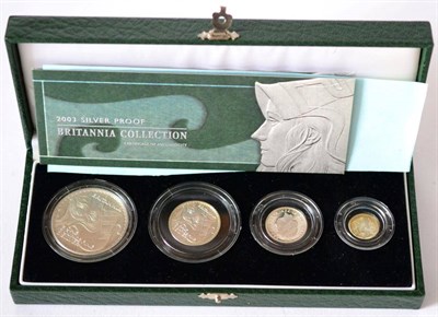 Lot 192 - Britannia 4-Coin Silver Proof Set 2003 comprising: £2, £1, 50p & 20p, with cert, in CofI,...