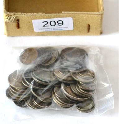 Lot 209 - 54 x Foreign Silver Coins, mostly British Colonial (Canada, India, Australia etc) & also...
