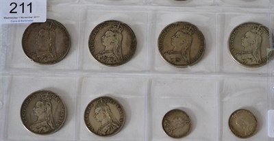 Lot 211 - Victoria, 12 x Jubilee Head Silver Coins comprising: 8 x crowns: 1889(x7) most with edge knocks/rim