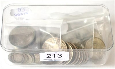 Lot 213 - £1.15 Face Value Pre-20 Silver, £1.77 ½ face value pre-47 silver & 16 x silver...