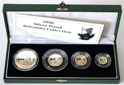 Lot 228 - Britannia 4-coin Silver Proof Set 1998 comprising £2, £1, 50p & 20p, with cert, in CofI, some