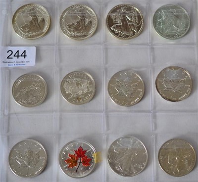 Lot 244 - 4 x Silver Britannia £2: 1998, 2000, 2001 & 2003 each 1oz fine silver, together with Canada...