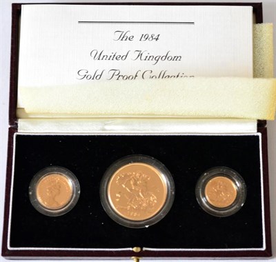 Lot 259 - UK Gold Proof Collection 1984 comprising: £5, sovereign & half sovereign, with cert, in...