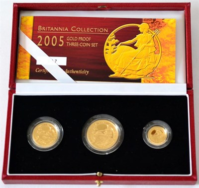 Lot 260 - Britannia Gold Proof Set 2005 comprisng: £50 (half oz fine gold), £25 (quarter oz fine...