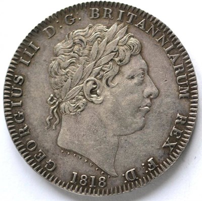 Lot 267 - George III Crown 1818 LVIII, minor contact marks, very small rev. rim nick at 8 o'clock o/wise good