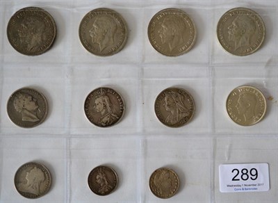 Lot 289 - 10 x English Silver Coins comprising: 4 x crowns 1935 Fine to AEF, 4 x halfcrowns: 1836...