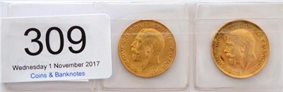 Lot 309 - George V, 2 x Half Sovereigns 1912 & 1913, AVF to VF