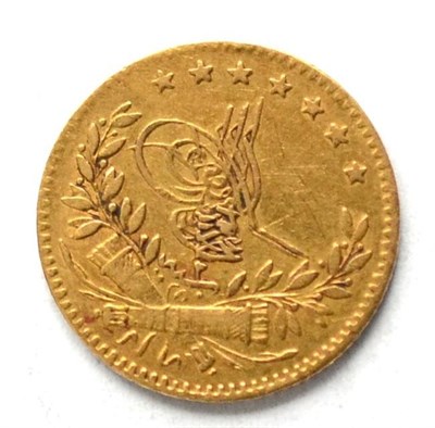 Lot 316 - Turkey Gold 25 Kurush AH1277/2 (1862AD), 1.8g, .917 gold, generally good edge & surfaces AVF