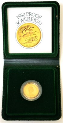 Lot 323 - Proof Sovereign 1980, with cert, in wallet of issue, FDC