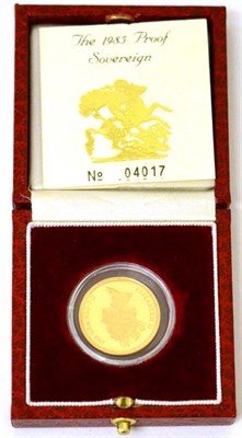 Lot 325 - Proof Sovereign 1985, with cert, in CofI, FDC