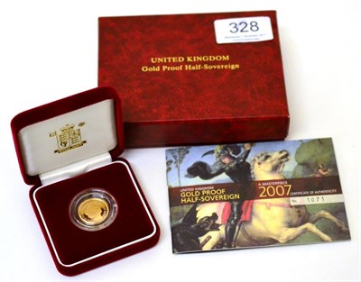 Lot 328 - Proof Half Sovereign 2007, with cert, in CofI, FDC