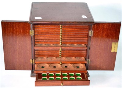 Lot 340 - A  Professionally Made Mahogany Coin Cabinet, 29cm x 26cm x 29cm with spaces for 620 coins (no...