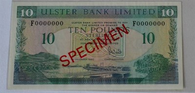 Lot 377 - Ulster Bank Limited Specimen £10 Note, 1st December 1990, signed D. Went, serial No....