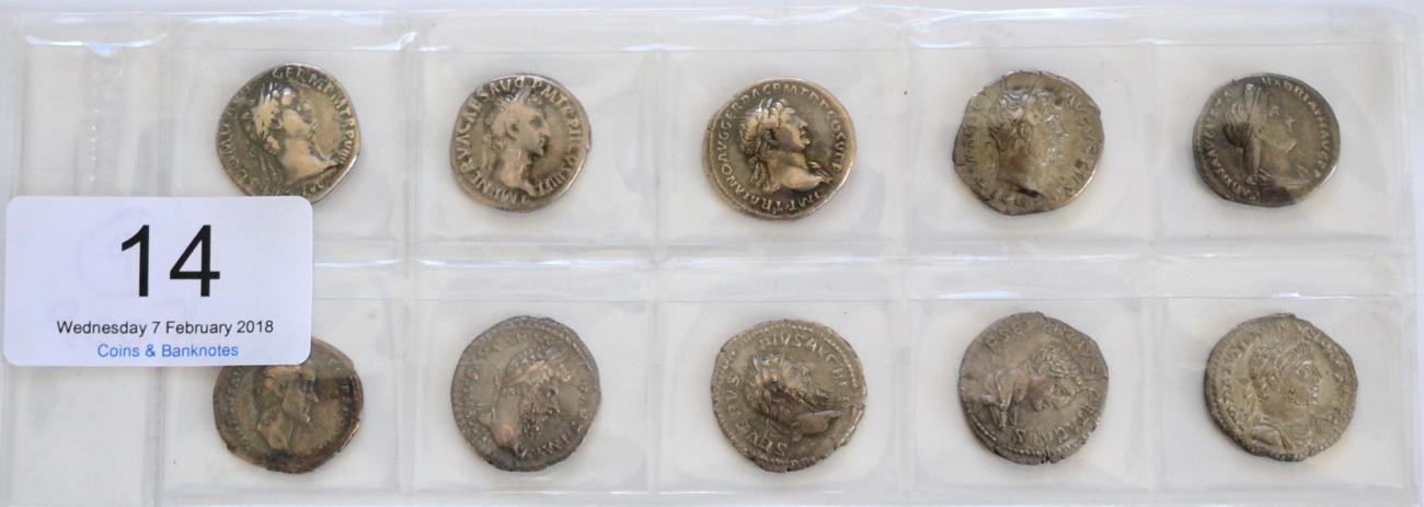 Lot 14 - Roman Imperial, 10 x Silver Denarii comprising:; Domitian (as Augustus) rev. IMP XXI COS XV...