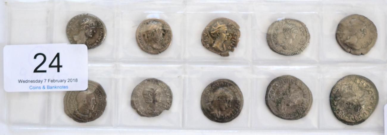Lot 24 - Roman Imperial, 8 x Silver Denarii comprising: Hadrian rev. IVSTITIA in ex, (similar to S3501),...