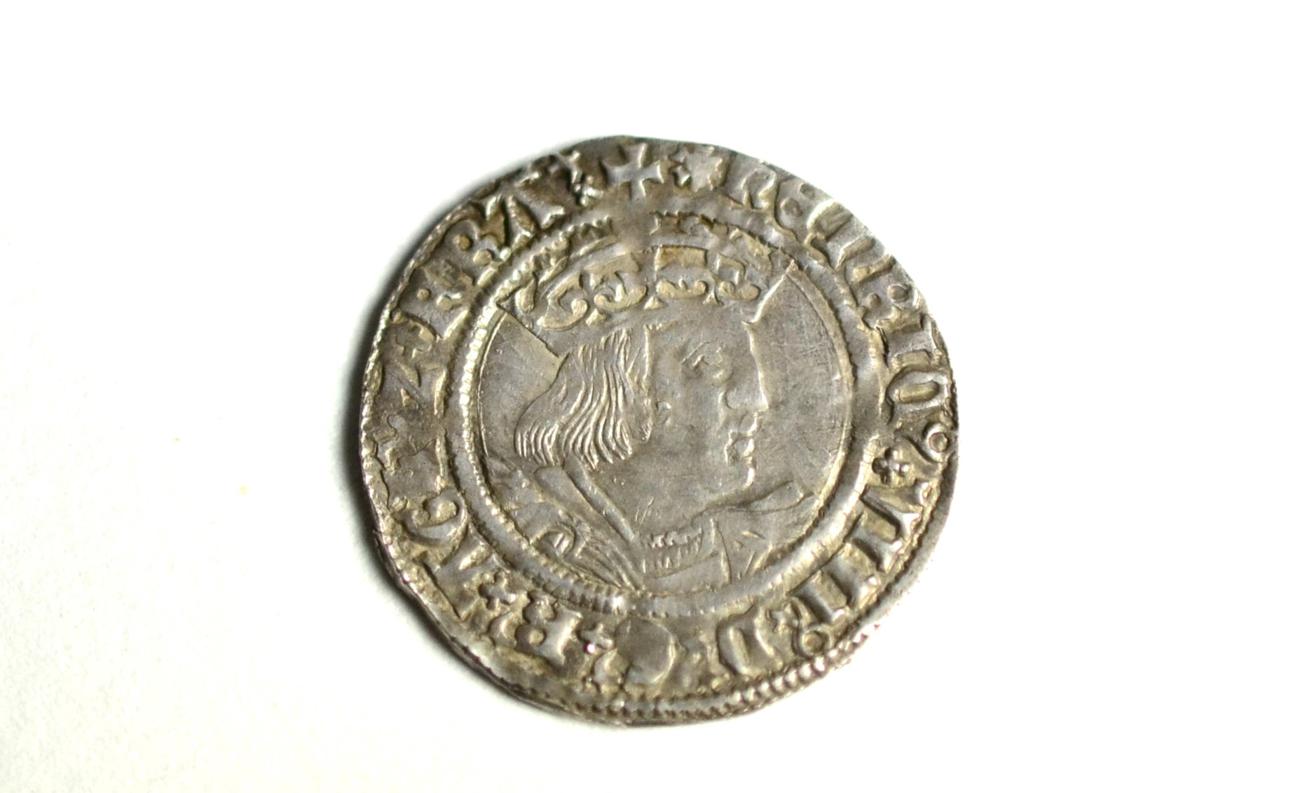 Lot 43 - Henry VIII Groat, London Mint, MM rose, Lombardic lettering; obv. HENRIC VIII D G R AGL Z FRA...