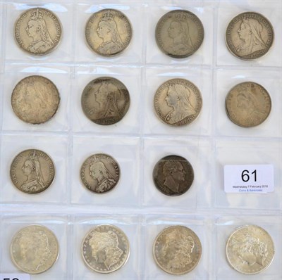 Lot 61 - Victoria, 10 x Silver Coins comprising: 7 x Crowns comprising: 1889, 1890, 1891, 1893, 1898...