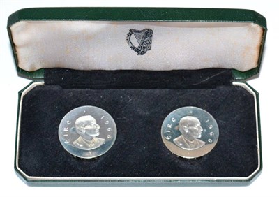 Lot 87 - Ireland 2-Coin Silver Proof Set 1966 comprising 2 x 10 shillings, one with inverted edge...