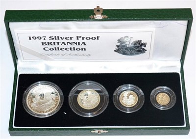 Lot 101 - Britannia 4-coin Silver Proof Set 1997 comprising £2, £1, 50p & 20p, with cert, in CofI, FDC