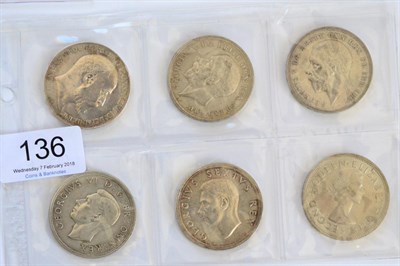 Lot 136 - 4 x UK Crowns: 1902 contact marks both sides, dig on bust & obv edge knock at 12 o'clock o/wise...