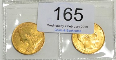 Lot 165 - 2 x Sovereigns: 1898 & 1907 VF to GVF