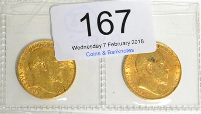 Lot 167 - 2 x Sovereigns: 1906 & 1910 GFine to AVF