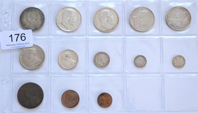 Lot 176 - British India, 13 x Silver & Bronze Coins comprising: silver: 6 x rupees: 1862, 1904, 1906,...