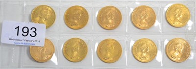 Lot 193 - Elizabeth II, 10 x Sovereigns comprising; 1965, 1974, 1976, 1978(x2), 1979, 1980(x2), 1981 &...