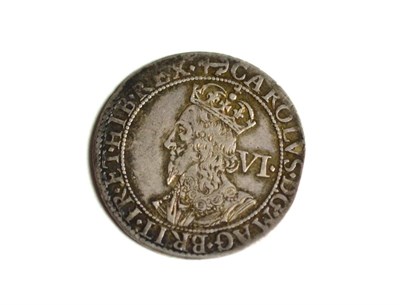 Lot 218 - Charles I, Milled Sixpence, Briot's second milled issue (1638-39) MM anchor; obv. bust with falling