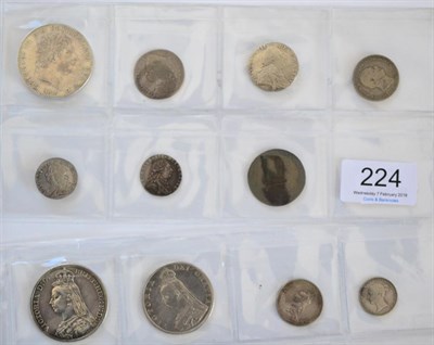 Lot 224 - 6 x Pre-Victoria Silver Coins comprising: crown 1819 LX contact marks both sides, generally...