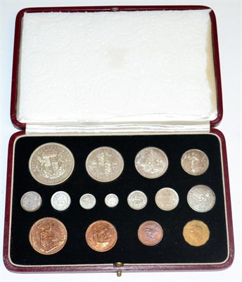 Lot 233 - George VI Proof Set 1937, 15 coins crown to Maundy penny, bronze toning & lighter toning on silver