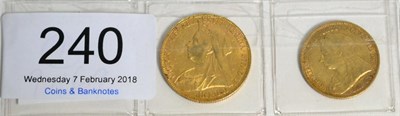 Lot 240 - Victoria Sovereign 1898 VF+ & half sovereign 1893 Fine