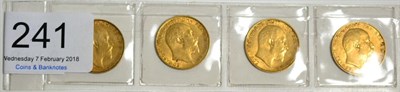 Lot 241 - Edward VII, 4 x Half Sovereigns comprising: 1904, 1905, 1909 & 1910 GFine to AVF