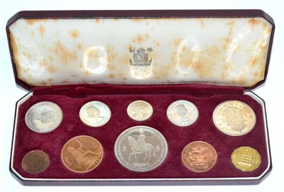 Lot 256 - Proof Set 1953, 10 coins crown to farthing; in CofI, toning & handling marks on bronze o/wise FDC