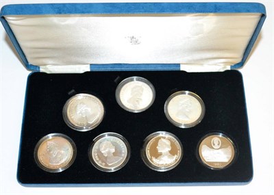 Lot 262 - A Set of 7 x Silver Proof Commemorative Crowns 1980 'Queen Mother's 80th Birthday' comprising:...