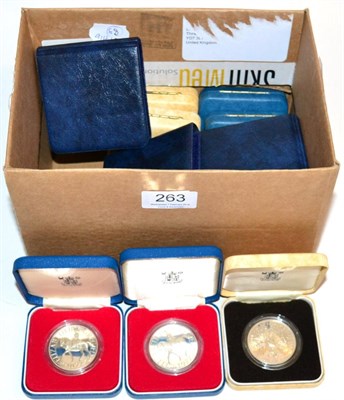 Lot 263 - 14 x UK Silver Proof Crowns comprising: 1977(x9), 1980(x3) & 1981(x2), & all with certs except both