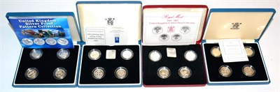 Lot 265 - 4 x 4-Coin Sets of Silver Proof £1 Coins comprising: 1984-1987, revs national floral...