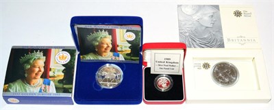 Lot 266 - Silver Proof Piedfort £1 1989, rev. floral emblem of Scotland, 19g, .925 silver, with cert,...