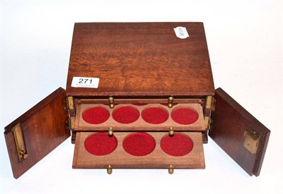 Lot 271 - A Professionally-Made Mahogany Coin Cabinet, 21cm x 17cm x 11cm; 8 trays comprising: 5 trays...