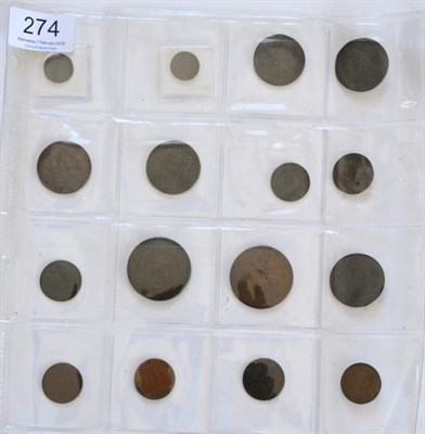 Lot 274 - 16 x Miscellaneous English 17th to 19th Century Tokens comprising: 2 x 17th century farthings: 1658