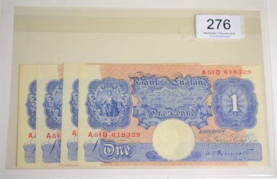 Lot 276 - Bank of England, a Consecutively Numbered Run of 4 x Blue £1 Peppiatt, A51D 618329 - A51D 618332