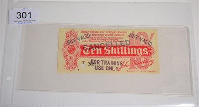 Lot 301 - Treasury Note, 10 Shillings Bradbury, first issue, prefix T followed b NO  but no serial numbers; a