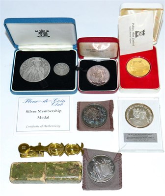 Lot 308 - Miscellaneous Commemorative Silver Medals comprising: First passenger Flight of Concorde 1976...