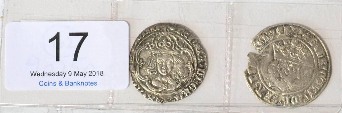 Lot 17 - Henry VII, 2 x Groats comprising: Facing Bust Issue London Mint, MM escallop, obv bust with...
