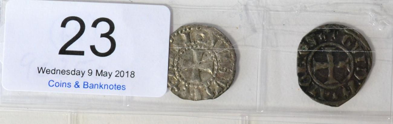 Lot 23 - Crusader Coinage, 2 x Billon Deniers comprising: Kingdom of Jerusalem Baldwin III (1143-63),...