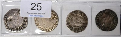 Lot 25 - James I, Shilling, second coinage, fourth bust, MM rose, rev QVAE DEVS etc; legend weakly...