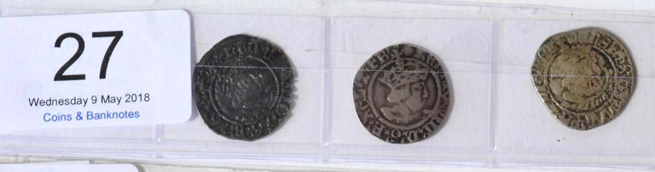 Lot 27 - Henry VIII, 3 x Halfgroats comprising: (1) York Ecclesiastical Mint under Archbishop Wolsey, second