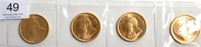 Lot 49 - South Africa 4 x Krugerrands 1974, each 1oz fine gold,  BU