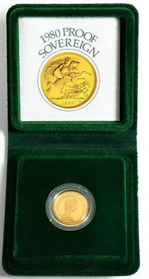 Lot 70 - Proof Sovereign 1980, with cert, in wallet of issue, FDC