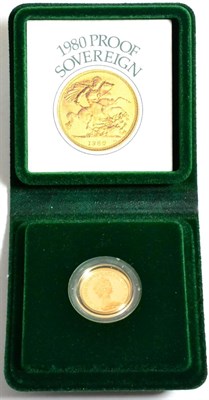 Lot 71 - Proof Sovereign 1980, with cert, in wallet of issue, FDC